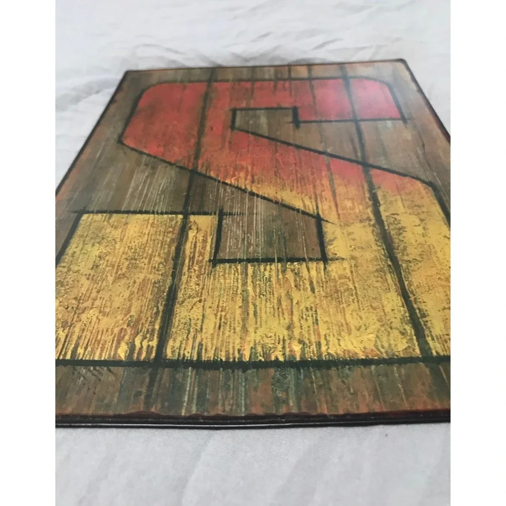 Rustic Metal Letter S Wall Sign Vintage Wood Plank Style‎ Tin Plaque 8x11.5